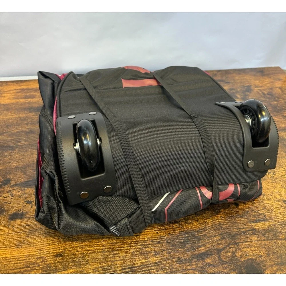 NEW Louisville Slugger Omaha Rig Wheeled Bag Black Scarlet Red Baseball 35x12x12